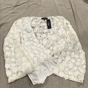 Lulu's Ivory Floral Lace Bodysuit